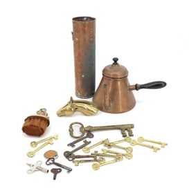 LOT OF COPPER AND BRASS ITEMS