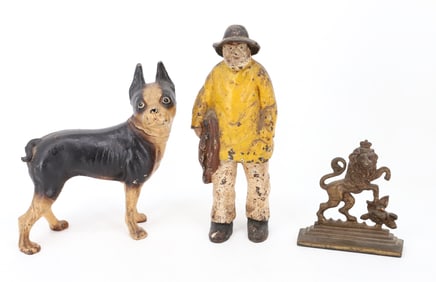 CAST IRON DOORSTOPS AND BOOKEND