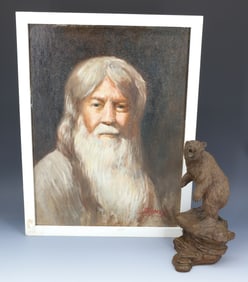 LARRY BARTOSH RESIN SCULPTURE & PORTRAIT BY ROBERT DONEY