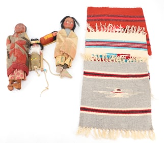 LOT OF SKOOKUM DOLLS AND MATS