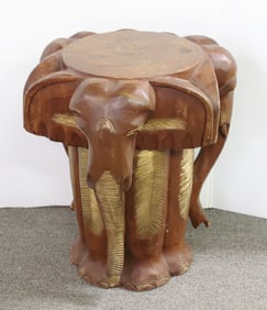 CARVED ELEPHANT END TABLE