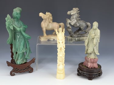 LOT OF CARVED ASIAN ITEMS
