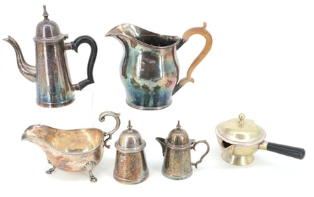 LOT OF SILVERPLATE SERVING PIECES