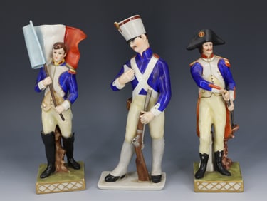 (3) CAPODIMONTE PORCELAIN MILITARY FIGURES