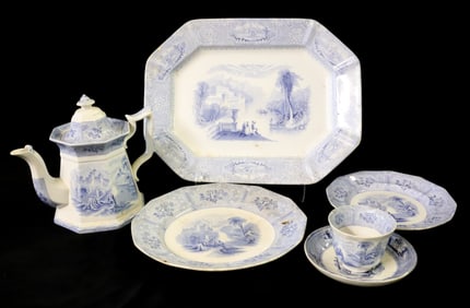 LOT OF BLUE / WHITE TRANSFERWARE