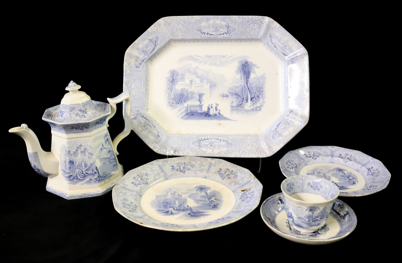 LOT OF BLUE / WHITE TRANSFERWARE (1 of 5)