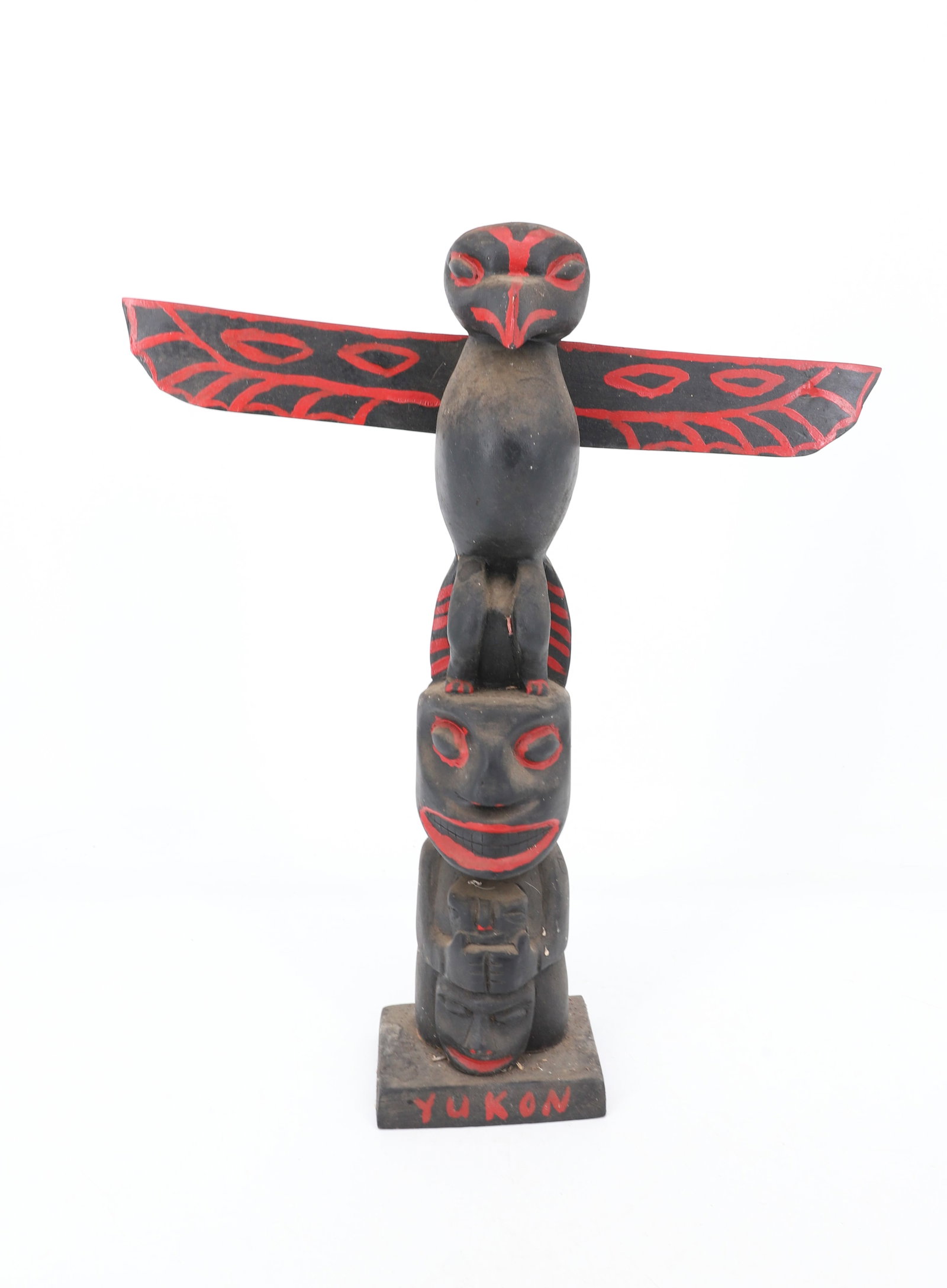 HARRIS MORRIS TOTEM POLE: CARVED AND PAINTED BLACK / RED. 16 1/2" X 14". PLEASE READ CAREFULLY - Terms for Purchasing and Shipping of Auction Items. Please read carefully before bidding. Hartzell?s Auction Gallery. Hartzell's 