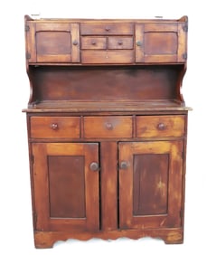 ANTIQUE TWO-PIECE COUNTRY CUPBOARD