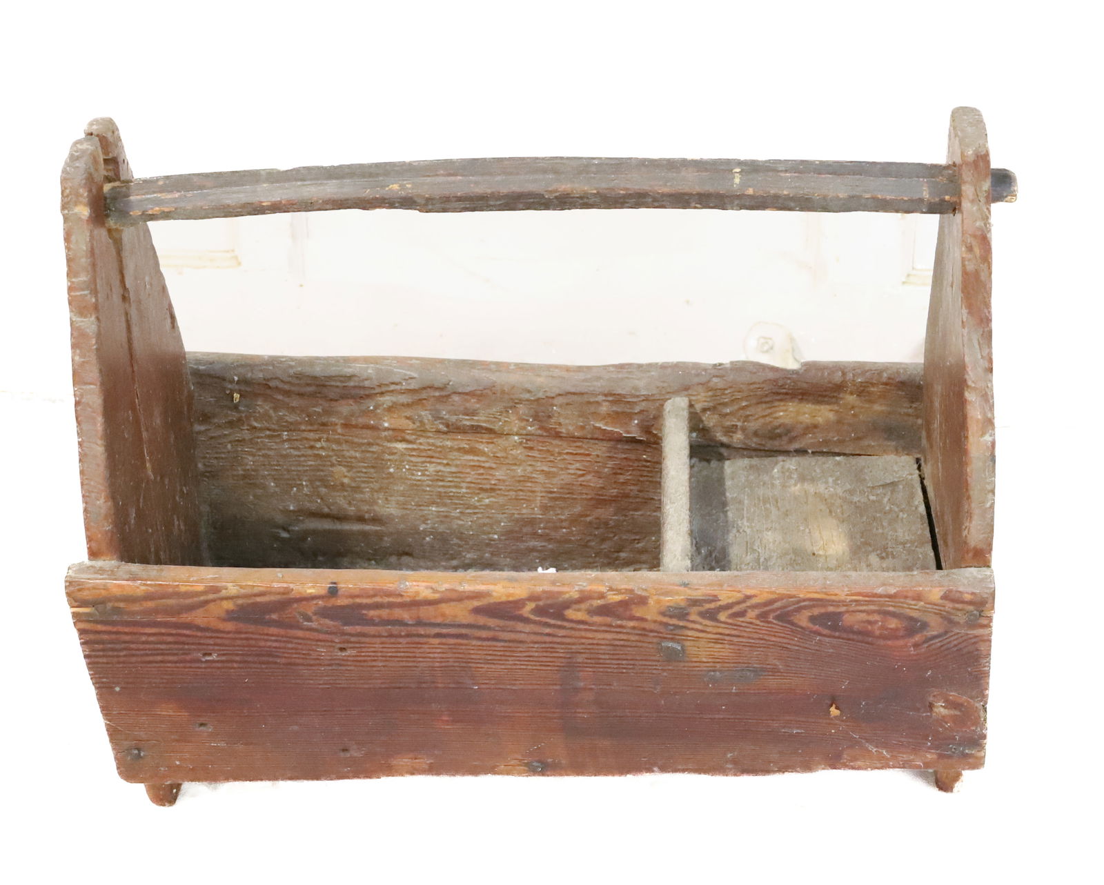 PRIMITIVE WOODEN FARRIER'S CADDY: SINGLE HANDLE OVER DIVIDED INTERIOR PLEASE READ CAREFULLY - Terms for Purchasing and Shipping of Auction Items. Please read carefully before bidding. Hartzell?s Auction Gallery. Hartzell's Auction Gal