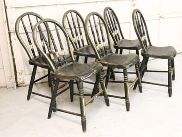 SET OF (6) PAINTED COUNTRY CHAIRS
