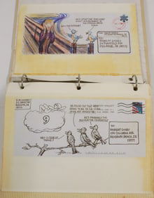 ALBUM OF (70+) ORIGINAL WORKS ON ENVELOPES