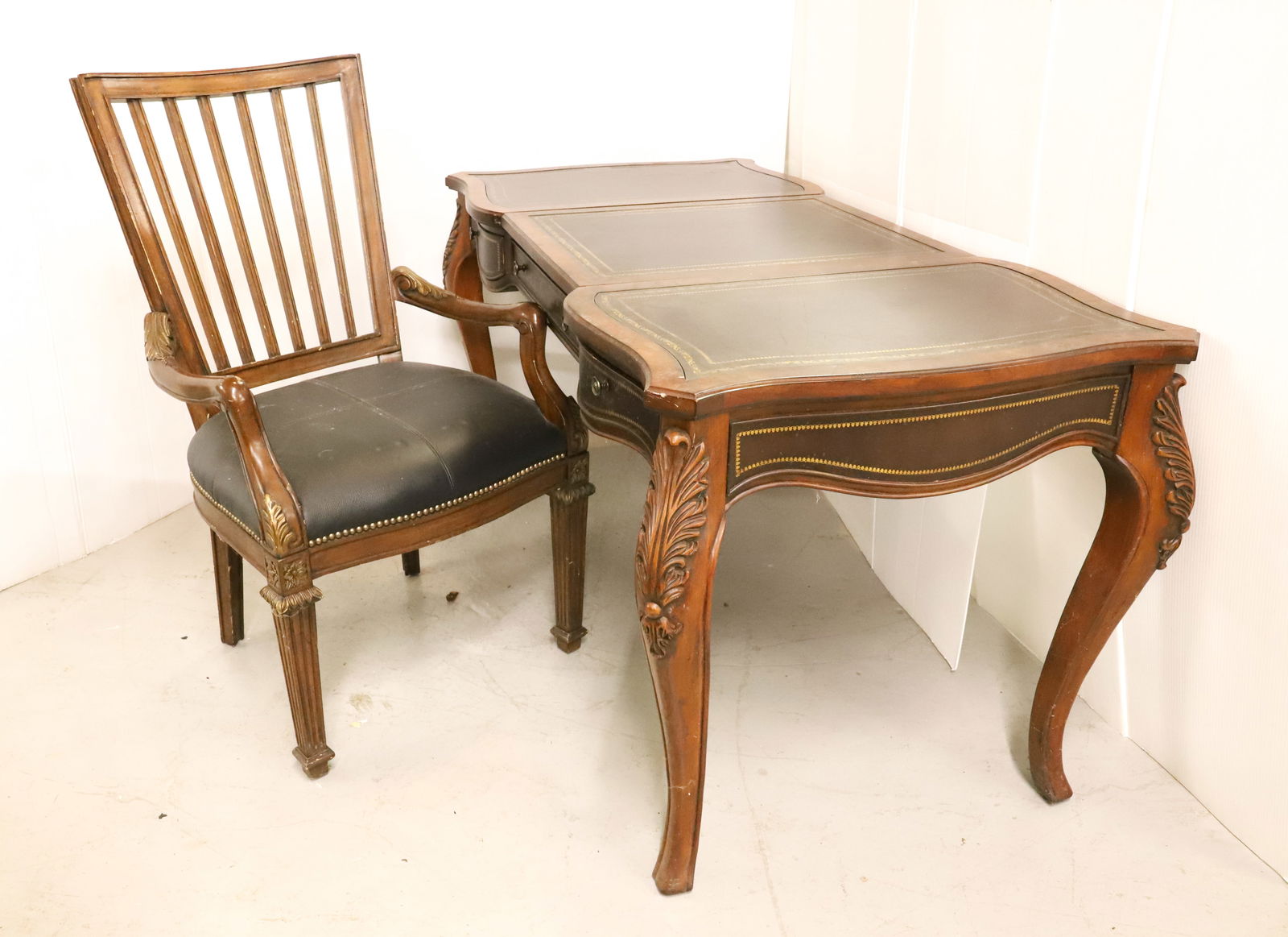FRENCH PROVINCIAL DESK / GAMETABLE WITH CHAIR (1 of 9)