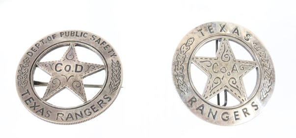 (2) TEXAS RANGER BADGES