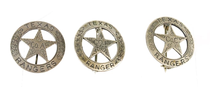 (3) TEXAS RANGER BADGES