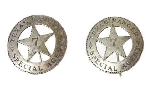 .(2) TEXAS RANGER BADGES