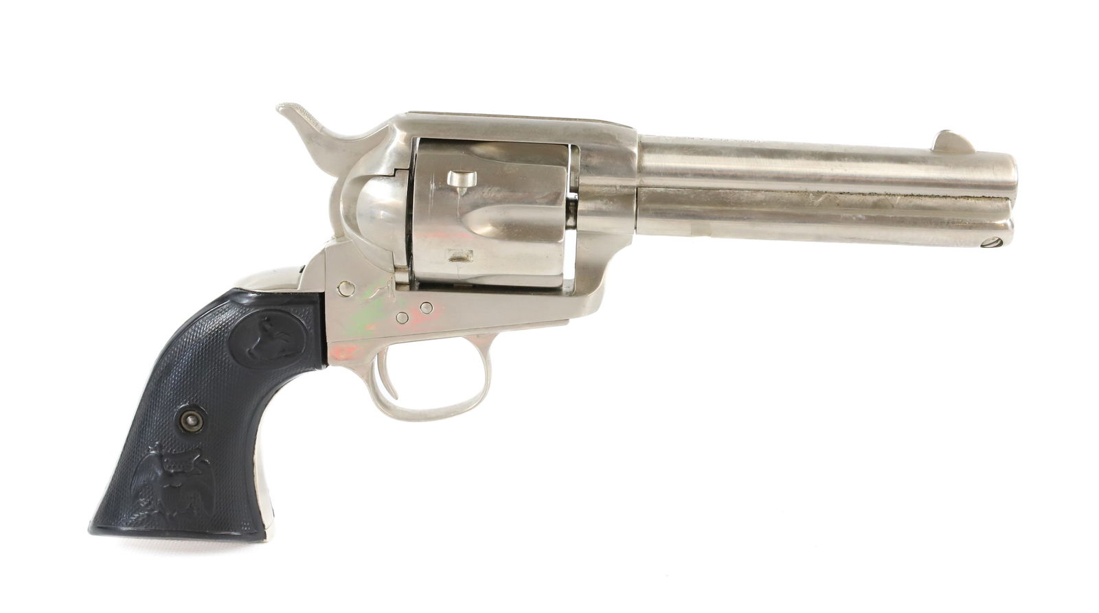 COLT DUMMY REPLICA REVOLVER: PLUGGED BARREL, STAINLESS FINISH, MATCHING SERIAL# 112737G PLEASE READ CAREFULLY BEFORE BIDDING. ALL PAYMENTS MUST BE MADE BEFORE ITEMS CAN BE SHIPPED. BUYERS CAN PAY VIA LIVE AUCTIONEERS PAYMENT CENT