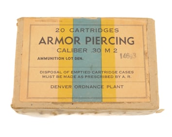 BOX OF (20) 30 CAL ARMOR PIERCING CARTRIDGES