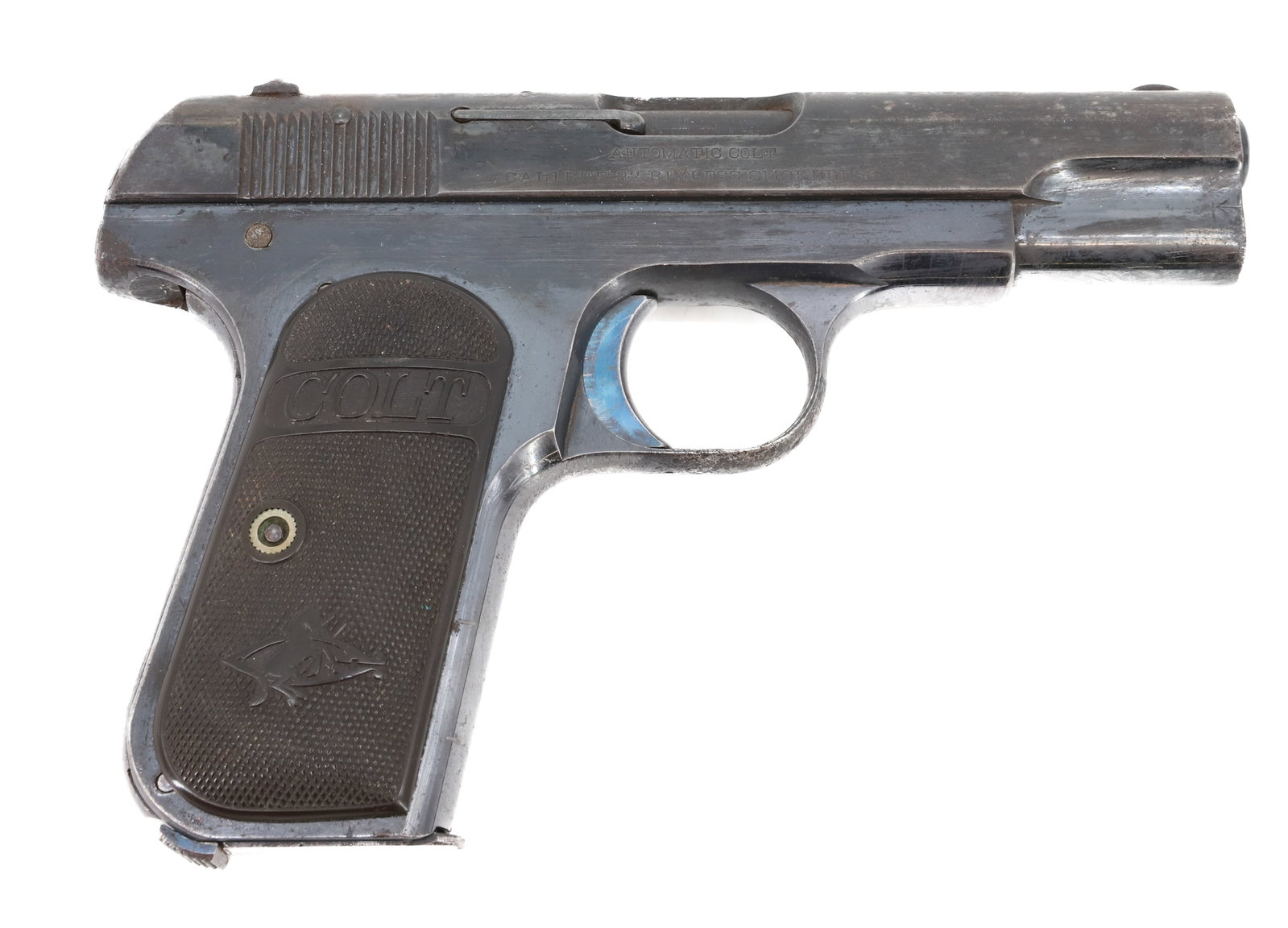 COLT MODEL 1903 SEMI AUTO PISTOL: 32 CAL, SERIAL# 125150, 3 3/4" BARREL - MFG. 1911-1913 THIS GUN REQUIRES A BACKGROUND CHECK, FEDERAL FIREARMS LICENSE. OR TRANSFER TO AN FFL HOLDER PLEASE READ CAREFULLY BEFORE BIDDING. ALL PAYMENTS M