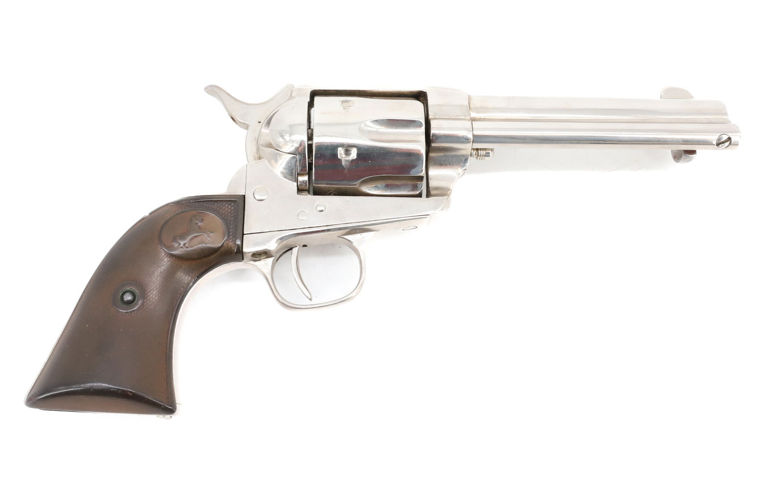 ANTIQUE COLT SINGLE ACTION ARMY: 44 CAL, SERIAL# D.F.C. 60839, 4 1/2" BARREL, NICKEL FINISH ANTIQUE OR BLACK POWDER, NO REGISTRATION OR TRANSFER REQUIRED PLEASE READ CAREFULLY BEFORE BIDDING. ALL PAYMENTS MUST BE MADE BEFORE ITEMS CA