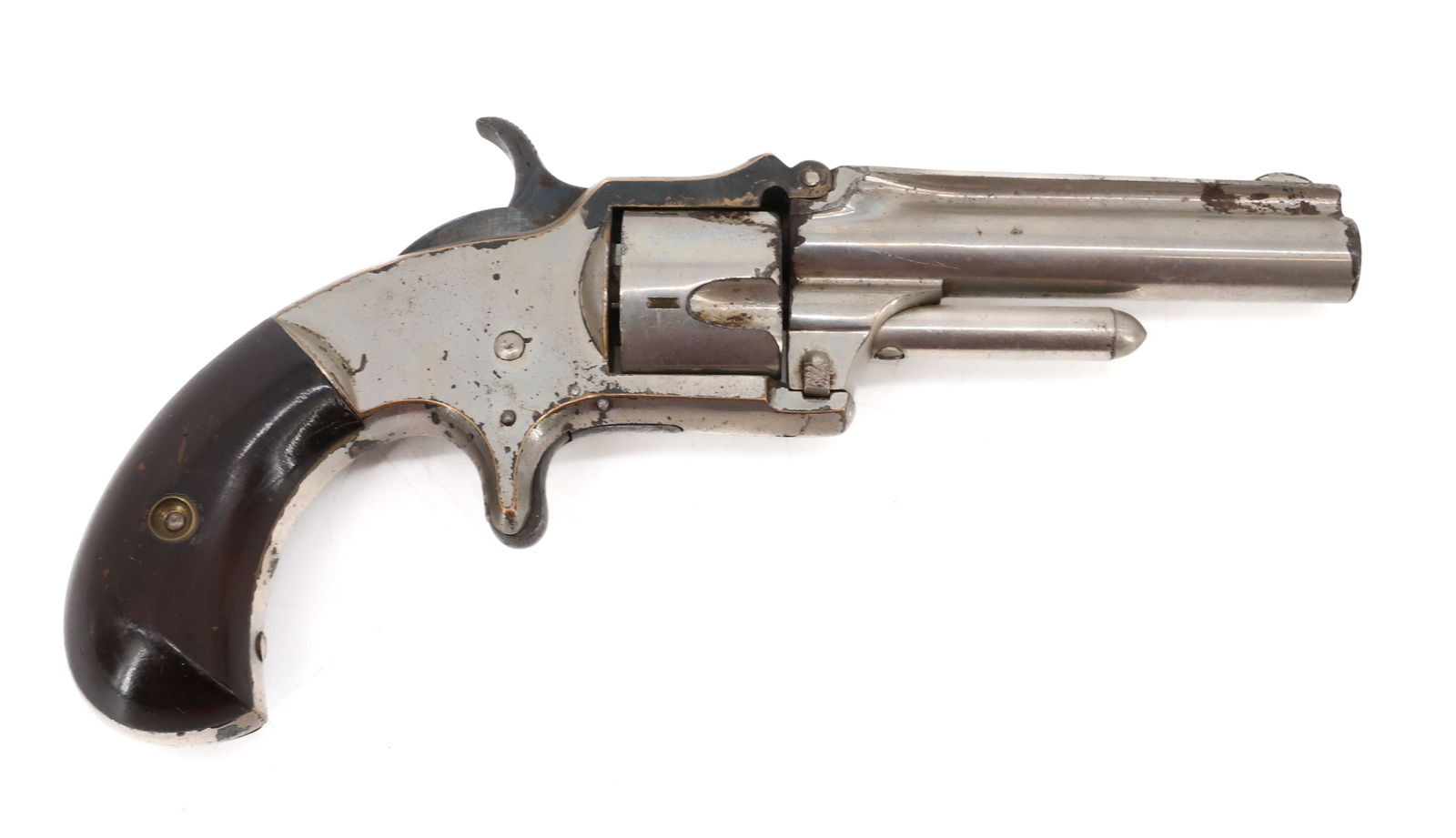 J.M. MARLIN POCKET REVOLVER: 32 CAL RIM FIRE, SERIAL# NA, 3" ROUND BARREL ANTIQUE OR BLACK POWDER, NO REGISTRATION OR TRANSFER REQUIRED PLEASE READ CAREFULLY BEFORE BIDDING. ALL PAYMENTS MUST BE MADE BEFORE ITEMS CAN BE SHIPPED.