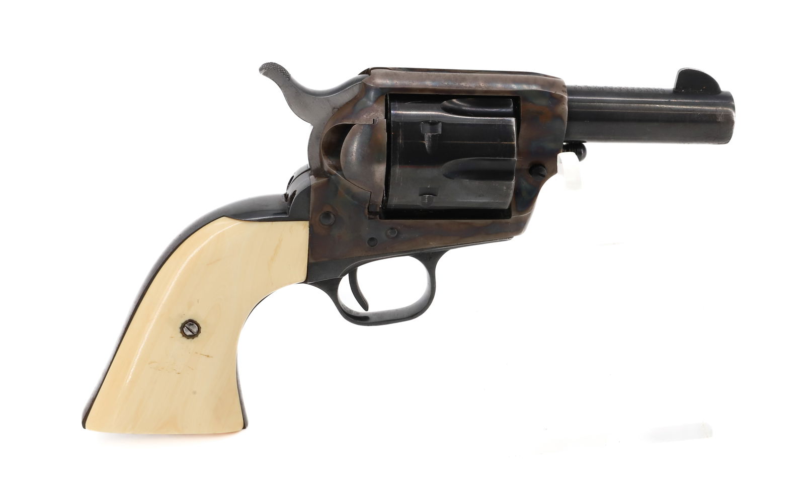 COLT SHERIFF'S MODEL SAA REVOLVER: 45 CAL, SERIAL# 0153SM, 3" BARREL, BONE GRIPS THIS GUN REQUIRES A BACKGROUND CHECK, FEDERAL FIREARMS LICENSE. OR TRANSFER TO AN FFL HOLDER PLEASE READ CAREFULLY BEFORE BIDDING. ALL PAYMENTS MUST BE MA