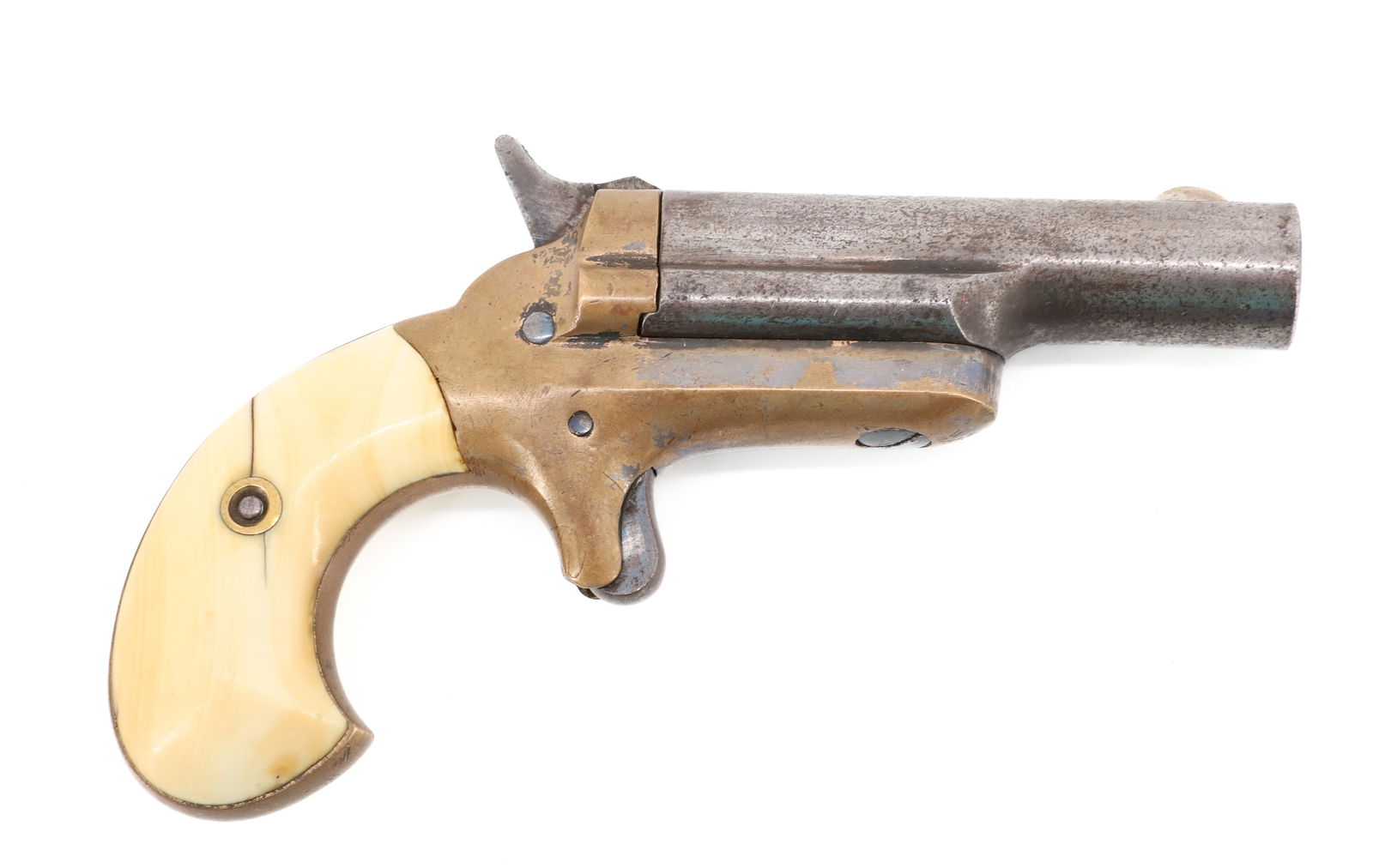 COLT THIRD MODEL DERRINGER: 41 CAL, SERIAL# NA, BONE GRIPS WITH EJECTOR, 2 1/2" BARREL ANTIQUE OR BLACK POWDER, NO REGISTRATION OR TRANSFER REQUIRED PLEASE READ CAREFULLY BEFORE BIDDING. ALL PAYMENTS MUST BE MADE BEFORE ITEMS CA