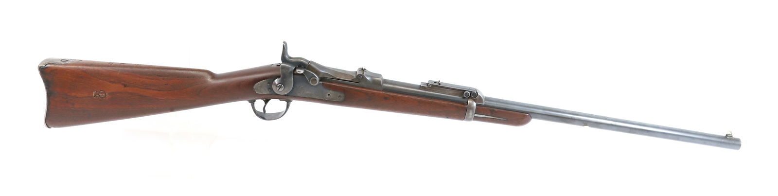 U.S. SPRINGFIELD MODEL 1884 TRAPDOOR CARBINE: 45-70 CAL, SERIAL# 540564, 23 1/2" BARREL - SADDLE RING WITH #9 IN STOCK - US CARTOUCH AND MORE MARKINGS ON SIDE ANTIQUE OR BLACK POWDER, NO REGISTRATION OR TRANSFER REQUIRED PLEASE READ CAREFULLY BEF