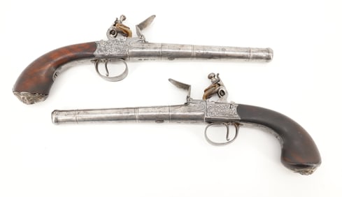 PAIR OF QUEEN ANNE FLINTLOCK PISTOLS