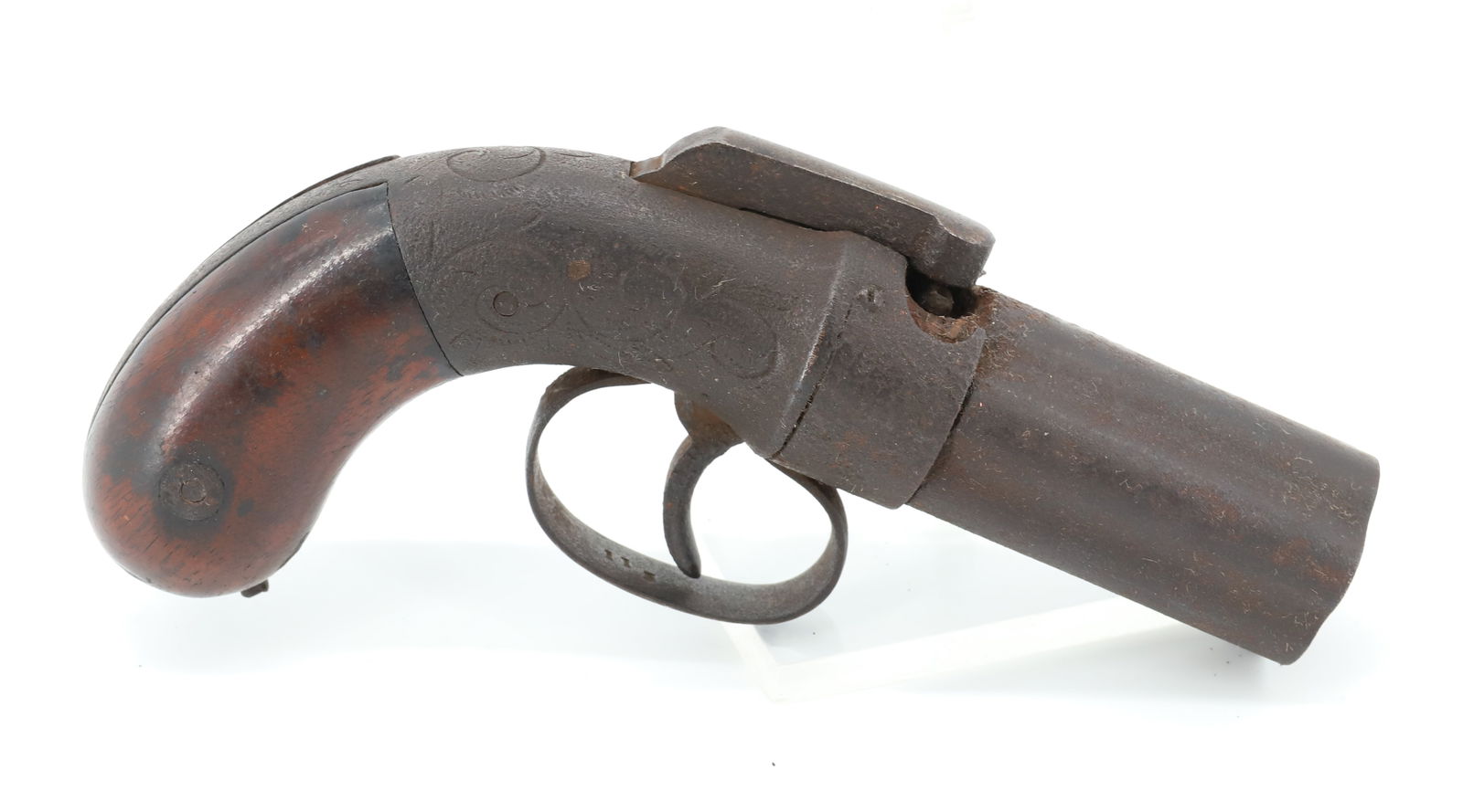 MANHATTAN PEPPERBOX REVOLVER: 28 CAL, FIVE SHOT, SERIAL# 1XX, SCARCE 2 1/2" BARREL ANTIQUE OR BLACK POWDER, NO REGISTRATION OR TRANSFER REQUIRED PLEASE READ CAREFULLY BEFORE BIDDING. ALL PAYMENTS MUST BE MADE BEFORE ITEMS CAN BE S