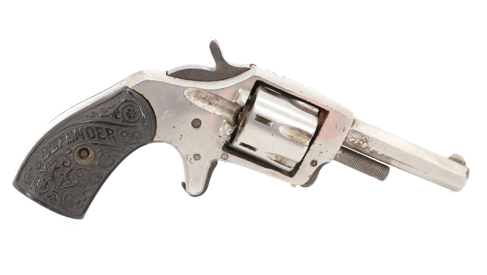 ANTIQUE DEFENDER REVOLVER: 22 RIMFIRE, SERIAL# NA - 2 1/2" OCTAGONAL BARREL ANTIQUE OR BLACK POWDER, NO REGISTRATION OR TRANSFER REQUIRED PLEASE READ CAREFULLY BEFORE BIDDING. ALL PAYMENTS MUST BE MADE BEFORE ITEMS CAN BE SHIPP