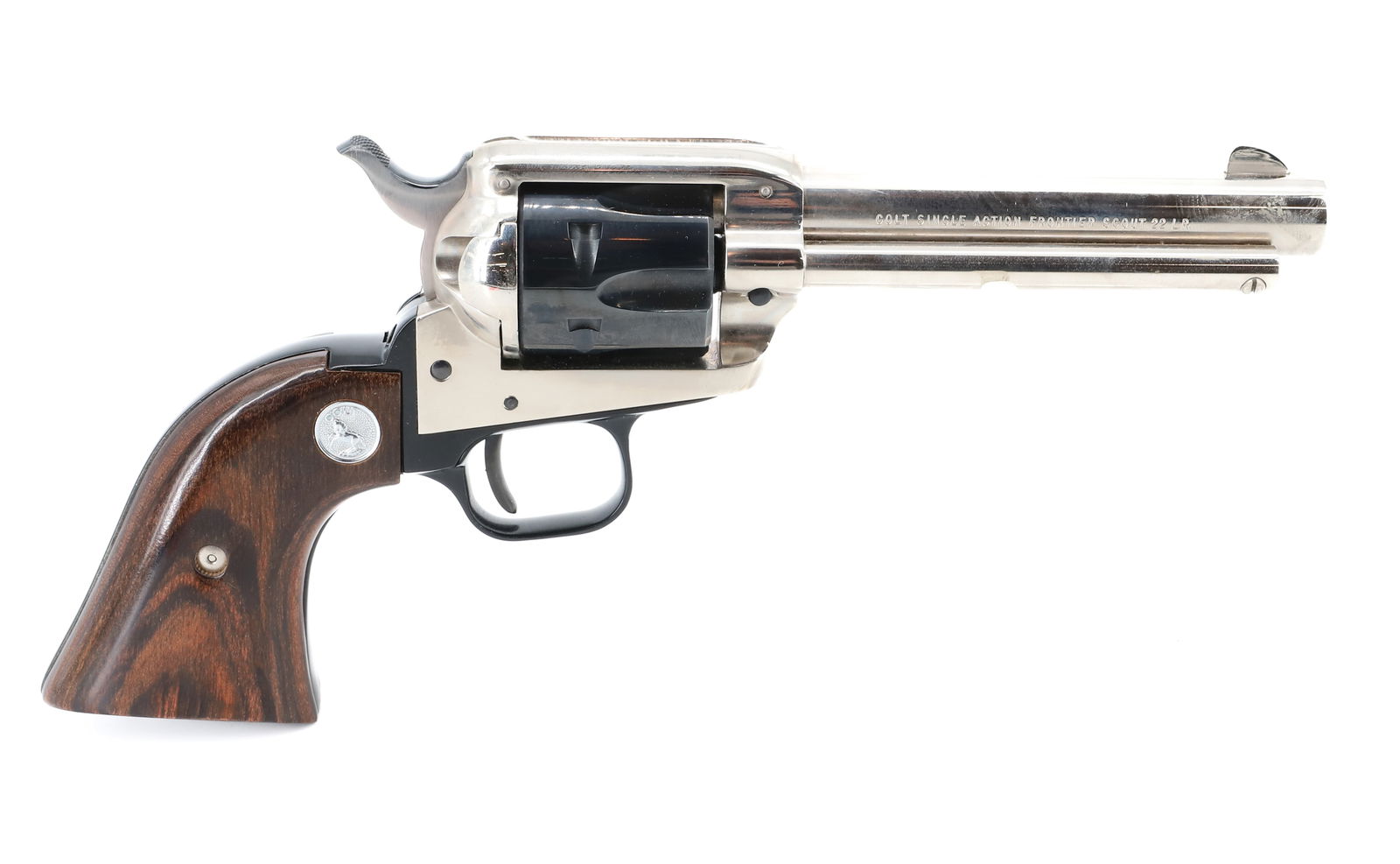 COLT SINGLE ACTION FRONTIER SCOUT: 22 LR, SERIAL# 0410NJ, 4 3/4" BARREL - 1964 NEW JERSEY TERCENTENARY REVOLVER IN FITTED BOX THIS GUN REQUIRES A BACKGROUND CHECK, FEDERAL FIREARMS LICENSE. OR TRANSFER TO AN FFL HOLDER PLEASE READ CARE