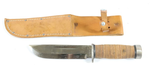 CATTARAUGUS BOWIE-TYPE KNIFE AND SHEATH