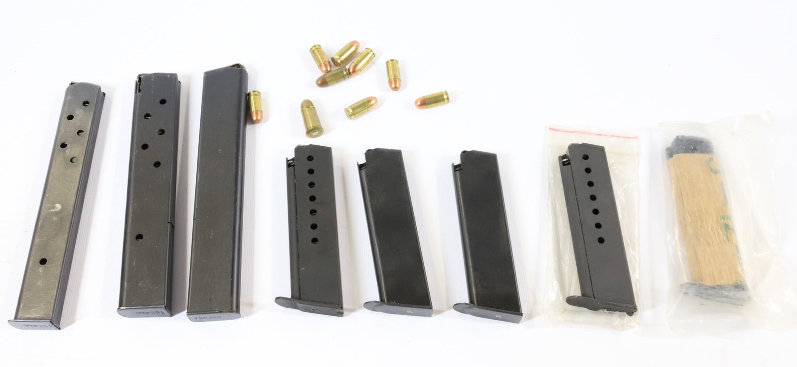 LOT OF VARIOUS CLIPS: EIGHT CLIPS. MOSTLY 380 AND 9 MM. - PICK-UP FOR THIS AUCTION WILL BE ON MONDAY NOVEMBER 3RD, TUESDAY NOVEMBER 4TH, WEDNESDAY NOVEMBER 5TH, AND THURSDAY NOVEMBER 6TH FROM 9:00 AM TILL 3:00 PM. TO DO BA