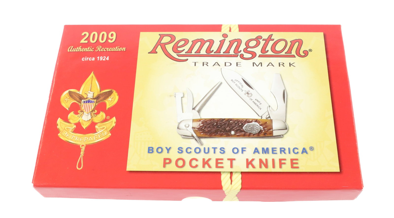 REMINGTON BOY SCOUTS OF AMERICA POCKETKNIFE: NEW IN BOX. - PICK-UP FOR THIS AUCTION WILL BE ON MONDAY NOVEMBER 3RD, TUESDAY NOVEMBER 4TH, WEDNESDAY NOVEMBER 5TH, AND THURSDAY NOVEMBER 6TH FROM 9:00 AM TILL 3:00 PM. TO DO BACKGROUND CHECKS AN APP