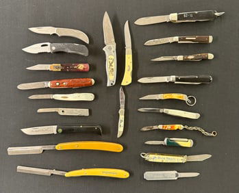 (22) VINTAGE KNIVES AND RAZORS