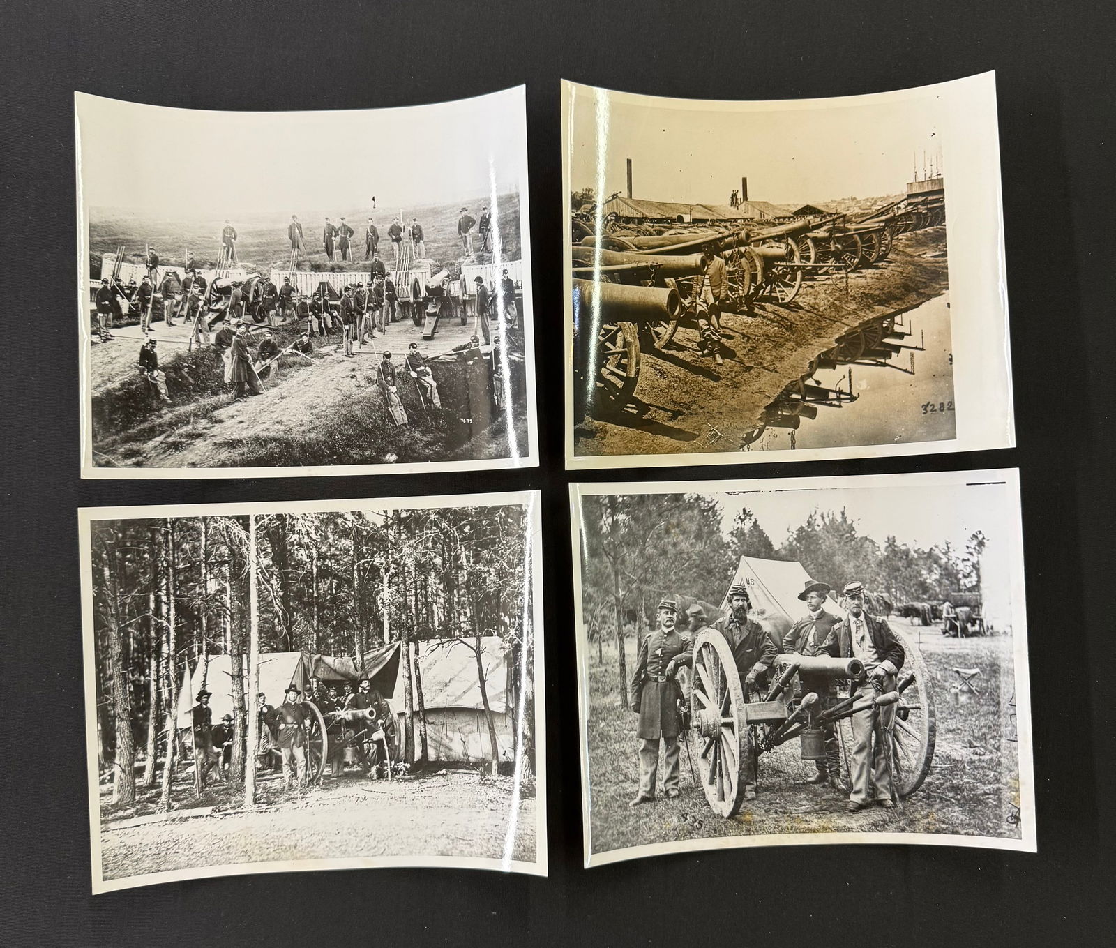 LOT OF CIVIL WAR PHOTO REPRINTS: (9) PHOTOGRAPHY BY WILLIAM M. SMITH, JAMES F. GIBSON AND ALEXANDER GARDNER. ALL IDENTIFIED ON REVERSE INCLUDING: CULPAPER, VA SEPT. 1863. FAIR OAKS, VA, JUNE 1862. WASHINGTON, DC, AUGUST 1865. RICHMON