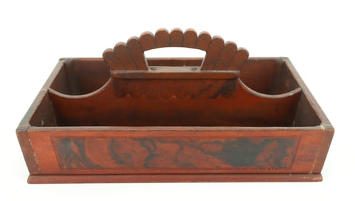 DECORATED WOODEN CUTLERY BOX