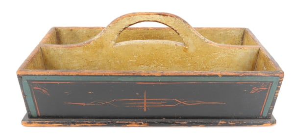 PAINT DECORATED CUTLERY BOX