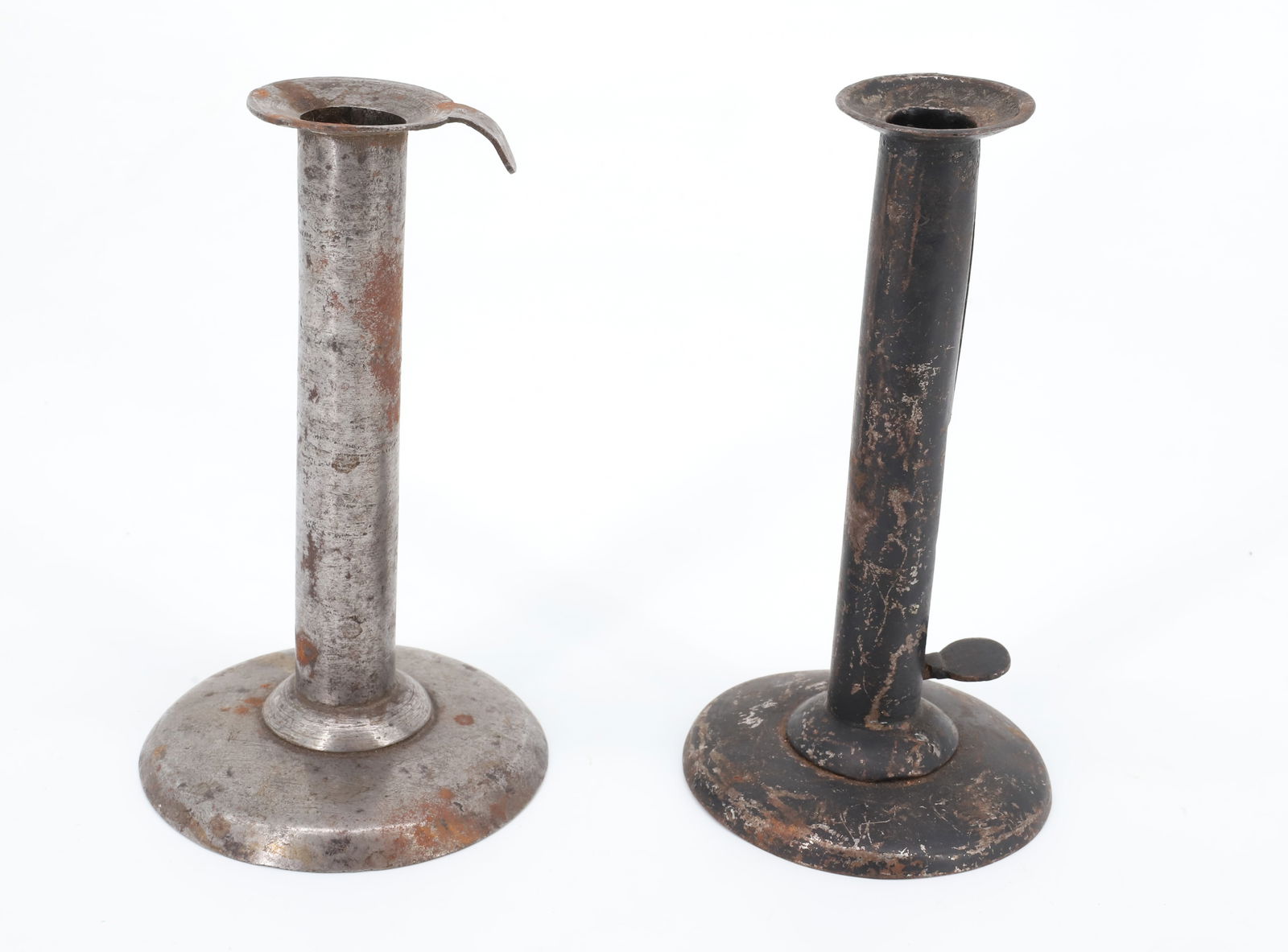 (2) 19TH C. HOGSCRAPER CANDLE HOLDERS (1 of 3)