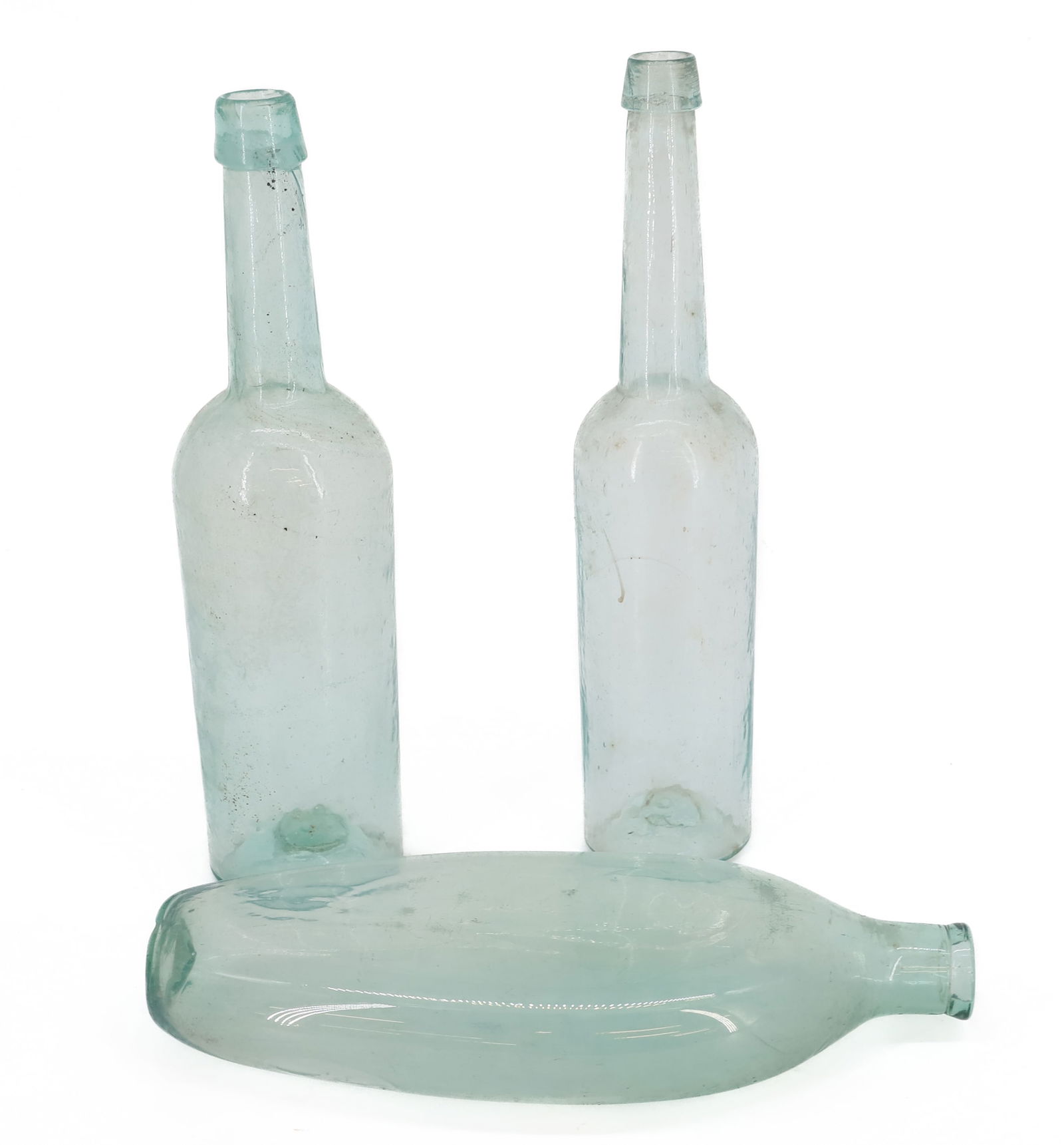 (3) BLOWN GLASS BOTTLES (1 of 5)