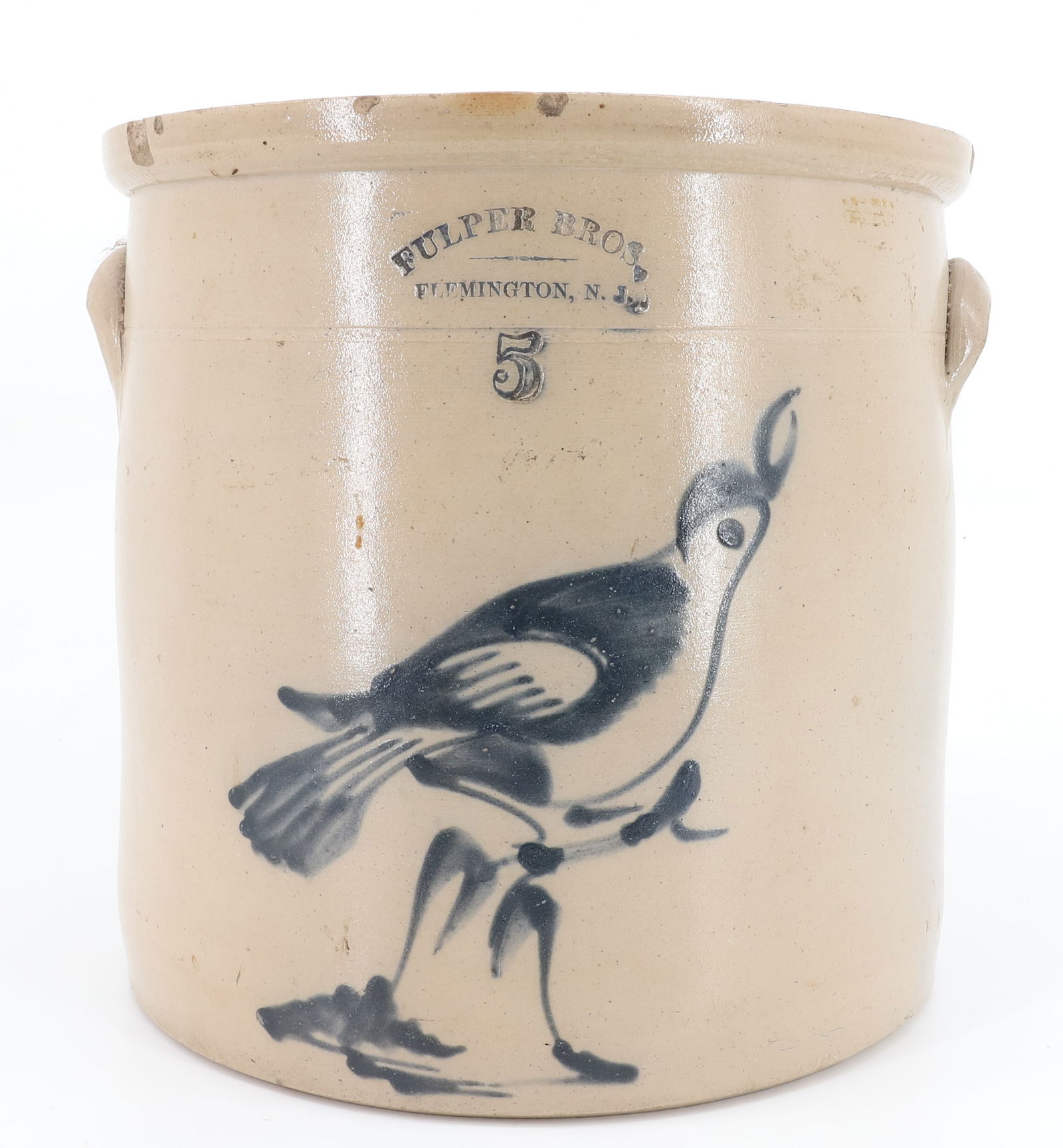 FIVE-GALLON BLUE DECORATED CROCK (1 of 6)