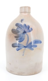 TWO-GALLON BLUE DECORATED STONEWARE JUG