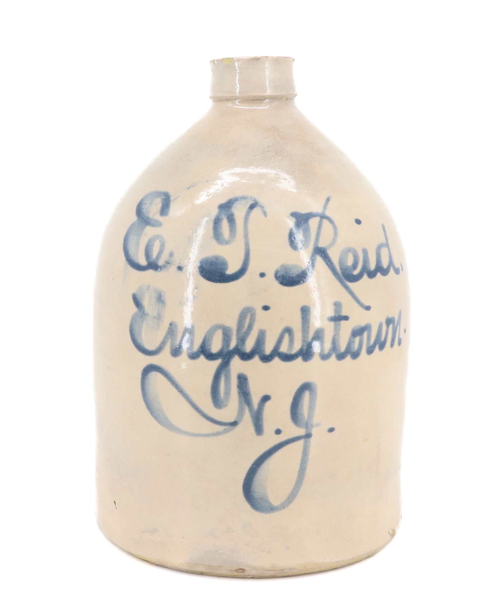 ENGLISHTOWN, NJ BLUE SCRIPT DECORATED JUG (1 of 6)