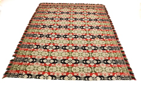19TH C. MULTI-COLOR COVERLET, LOWER SAUCON, PA