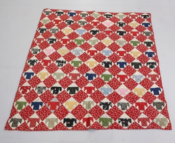 19TH CENTURY HAND STITCHED CRIB QUILT