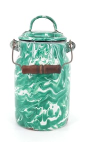 EMERALD GREEN AND WHITE SWIRL MILK CAN