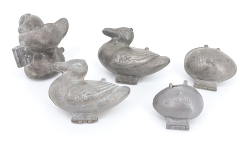 (5) PEWTER CHOCOLATE MOLDS