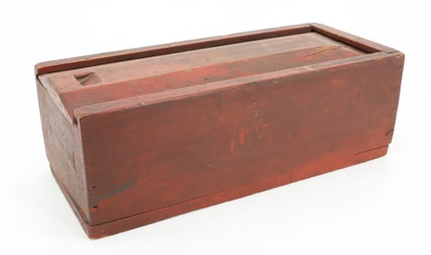 RED PAINTED SLIDE LID BOX