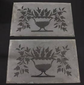 (2) 19TH CENTURY ETCHED GLASS PANELS