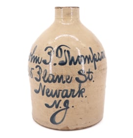 NEWARK, NEW JERSEY BLUE SCRIPT ADV. JUG